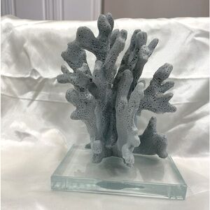 EUC RESIN CORAL IN BLUE SITTING ON AN CLEAR ACRYLIC BASE